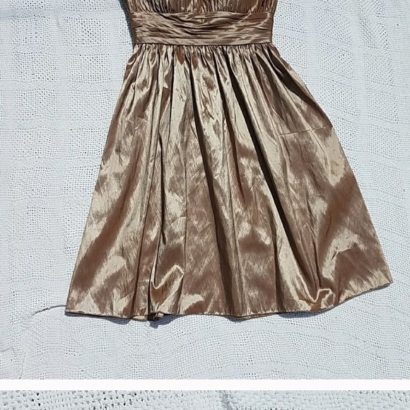 Bill Levkoff gold shimmer strapless formal dress - Picture 4 of 6